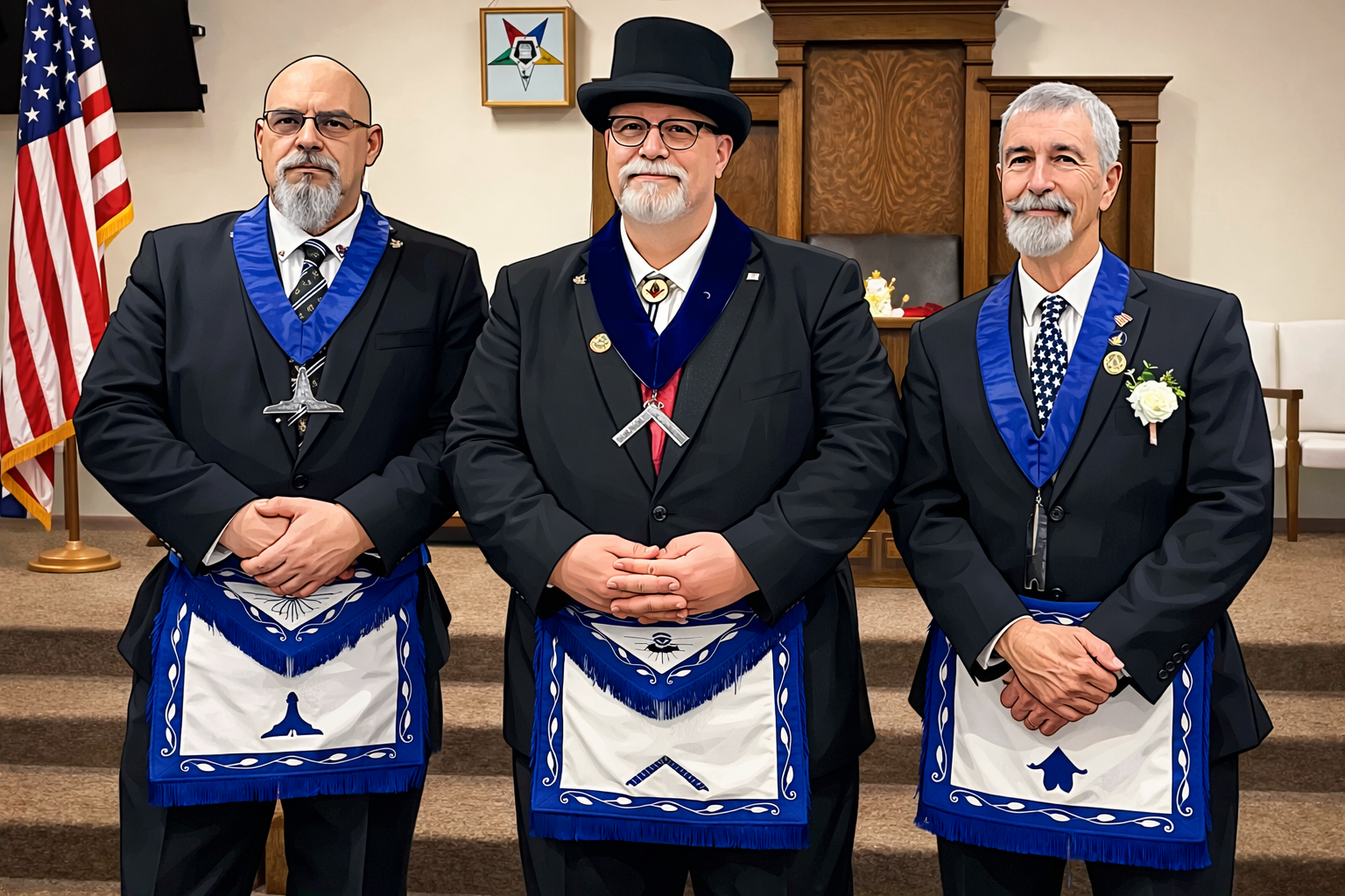 Sr Warden, Worshipful Master, Jr Warden
